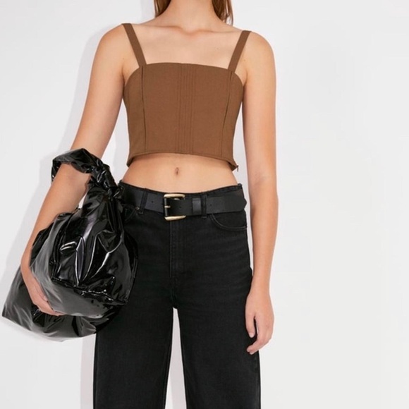 Zara | Brown Tank Top NWT Medium‎ Neutral Woman's Crop Top - Picture 2 of 9